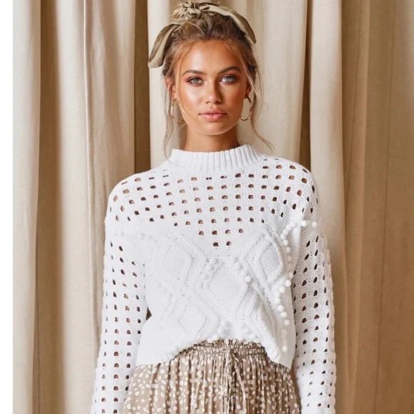 Peek-A-Boo Pompom Sweater - Picture 6 of 10